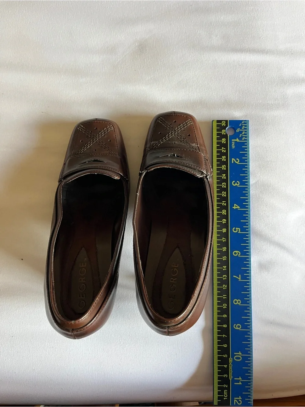 George Brown Heeled Loafers Size 5.5 Synthetic Leather Shoes